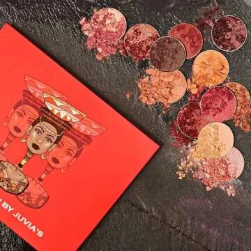 Juvia's Place Palette The Saharan - Reds, Black, White, Golds, Peach, Shades of 12, Bold Mattes and Flattering Shimmer, Professional Eye Makeup, Pigmented Palette for Eye Color & Shine