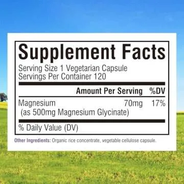 Innate Vitality Magnesium Glycinate 500mg | 70mg Elemental Magnesium Supplement- High Absorption, Non Buffered, Non-GMO & No Gluten - Nerve, Muscle, Bone & Heart Health - 120 Vegan Capsules Magnesio