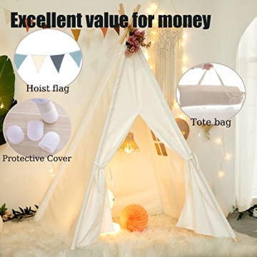 RongFa Teepee Tent for Kids-Portable Children Play Tent Indoor Outdoor (White)