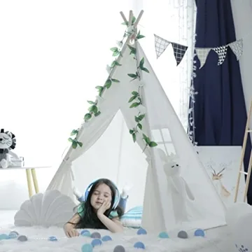 RongFa Teepee Tent for Kids-Portable Children Play Tent Indoor Outdoor (White)