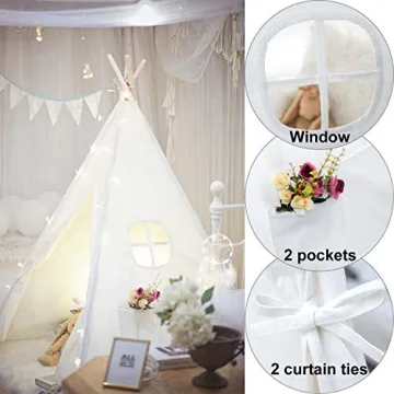 RongFa Teepee Tent for Kids-Portable Children Play Tent Indoor Outdoor (White)