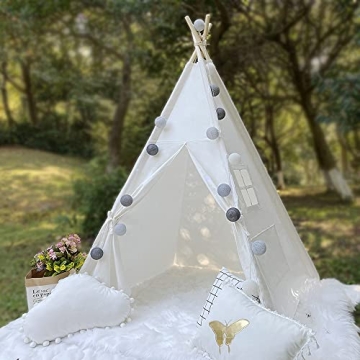 RongFa Teepee Tent for Kids-Portable Children Play Tent Indoor Outdoor (White)