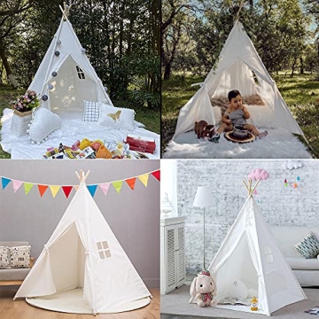 RongFa Teepee Tent for Kids-Portable Children Play Tent Indoor Outdoor (White)