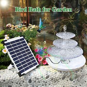 AISITIN Solar Pump 3 Tiered Bird Bath for Gardens