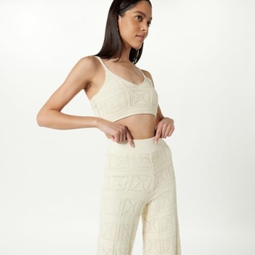 The Drop Women's Diza Crochet Flare Pants Birch Comfort