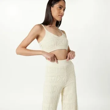 The Drop Women's Diza Crochet Flare Pants Birch Comfort