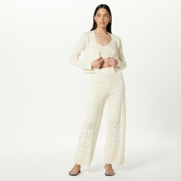 The Drop Women's Diza Crochet Flare Pants Birch Comfort
