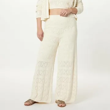 The Drop Women's Diza Crochet Flare Pants Birch Comfort