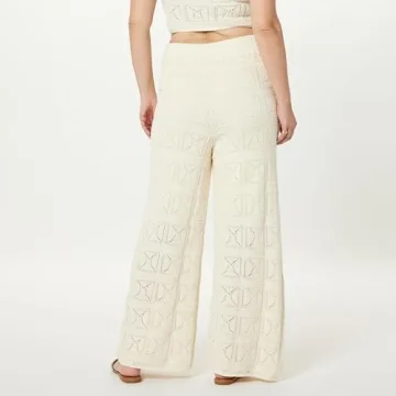 The Drop Women's Diza Crochet Flare Pants Birch Comfort