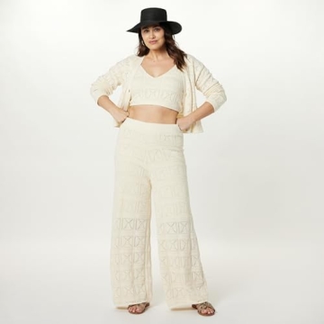 The Drop Women's Diza Crochet Flare Pants Birch Comfort