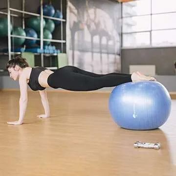 BIG.TREE Pilates Exercise Ball Anti-Burst Fitness Ball, Yoga Balance Ball for Workout, Birthing, Stability Gym Office Training and Physical Therapy(55cm-75cm) (55cm, Blue)