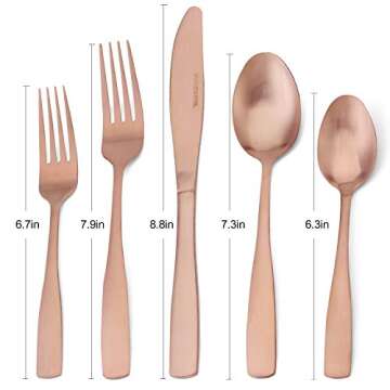 Matte Rose Gold Silverware Set, 20-Piece Stainless Steel Flatware set, Tableware Cutlery Set Service...