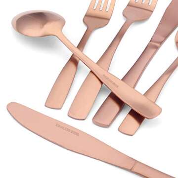 Matte Rose Gold Silverware Set, 20-Piece Stainless Steel Flatware set, Tableware Cutlery Set Service for 4, Utensils for Kitchens, Dishwasher Safe