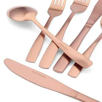 Matte Rose Gold Silverware Set, 20-Piece Stainless Steel Flatware set, Tableware Cutlery Set Service for 4, Utensils for Kitchens, Dishwasher Safe