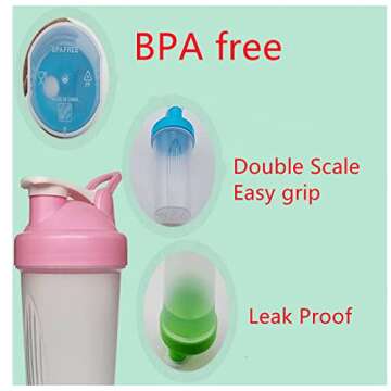 Stylish Protein Shaker Bottle Blender for Smoothies & More