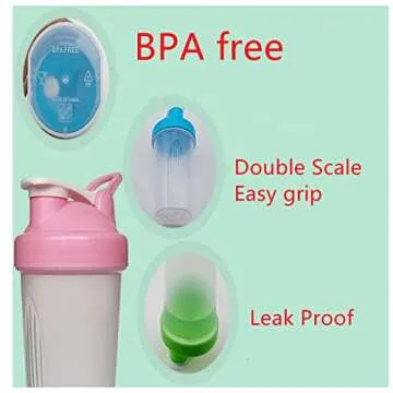 Stylish Protein Shaker Bottle Blender for Smoothies & More