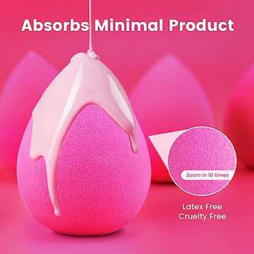 BEAKEY 5 Pcs Makeup Sponges, Latex-Free Beauty Sponge for Flawless Liquid, Cream, and Powder Applica...