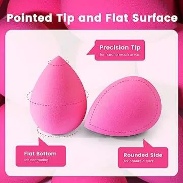 BEAKEY 5 Pcs Makeup Sponges, Latex-Free Beauty Sponge for Flawless Liquid, Cream, and Powder Application, Rose Pink Sponges