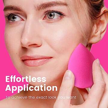 BEAKEY 5 Pcs Makeup Sponges, Latex-Free Beauty Sponge for Flawless Liquid, Cream, and Powder Application, Rose Pink Sponges