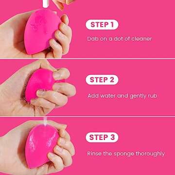 BEAKEY 5 Pcs Makeup Sponges, Latex-Free Beauty Sponge for Flawless Liquid, Cream, and Powder Application, Rose Pink Sponges