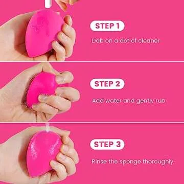 BEAKEY 5 Pcs Makeup Sponges, Latex-Free Beauty Sponge for Flawless Liquid, Cream, and Powder Application, Rose Pink Sponges