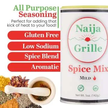Naija Grille Seasoning - Mild - All Purpose Spice Mix for Chicken, Beef, Fish, Vegetables, and More - Elevate Flavor with Versatile Seasoning for Cooking, Grilling, BBQ, and Frying - Perfect for Every Dish - 5 oz