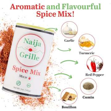 Naija Grille Seasoning - Mild - All Purpose Spice Mix for Chicken, Beef, Fish, Vegetables, and More - Elevate Flavor with Versatile Seasoning for Cooking, Grilling, BBQ, and Frying - Perfect for Every Dish - 5 oz