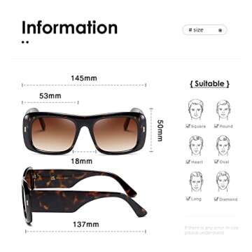 kimorn Sunglasses for Women Men Trendy Retro Fashion Sun Glasses 90’s Vintage Y2K Oversize Square Frame Shades K1337 (Tortoiseshell Gradient Brown)