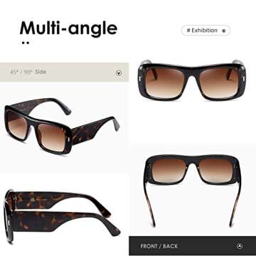kimorn Sunglasses for Women Men Trendy Retro Fashion Sun Glasses 90’s Vintage Y2K Oversize Square Frame Shades K1337 (Tortoiseshell Gradient Brown)