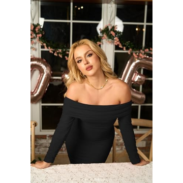 GOKATOSAU Elegant Ruffle Off Shoulder Mini Dress