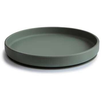 mushie Classic Silicone Suction Plate | BPA-Free Non-Slip Design (Dried Thyme)