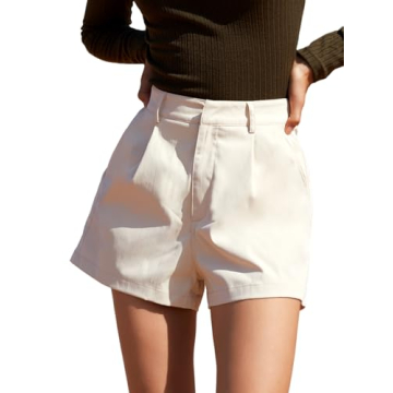 Floerns Women's High Waist Wide Leg Shorts Khaki M