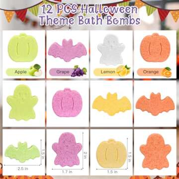 Halloween Bath Bombs - 12pcs Halloween Gifts Bath Bombs for Kids, Kids Bath Bombs Halloween Party Fa...
