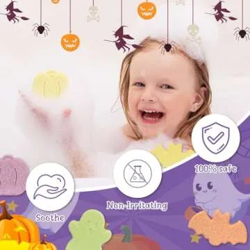 Halloween Bath Bombs - 12pcs Halloween Gifts Bath Bombs for Kids, Kids Bath Bombs Halloween Party Favors for Kids Goodie Bag Fillers, Natural Organic Bubble Bath with Spooky Pumpkin Bat Bath Bombs