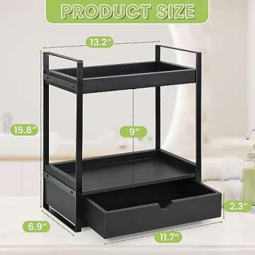 2-Tier Bathroom Organizer with Drawer for Stylish Storage