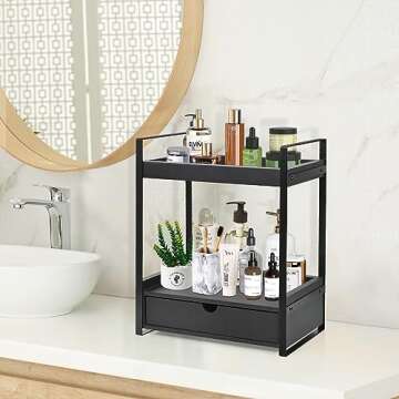 2-Tier Bathroom Organizer with Drawer for Stylish Storage