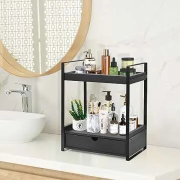2-Tier Bathroom Organizer with Drawer for Stylish Storage