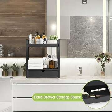 2-Tier Bathroom Organizer with Drawer for Stylish Storage