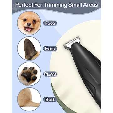 LEYOUFU Dog Clippers for Grooming, 2 Speed Low Noise Cordless Dog Paw Trimmer, Rechargeable Small Pet Hair Trimmer for Grooming, Cat Hair Clippers Shaver for Paws, Eyes, Ears, Face, Rump (Black)