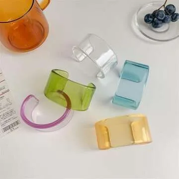 Caiyao Colorful Square Acrylic Resin Bangle Bracelet Wristbands Tortoiseshell Acetate Plate Cuff Bracelet Vintage Wide Irregular Geometric Plastic Bracelet for Women Jewelry (H transparent blue)