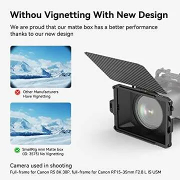 SmallRig Mini Matte Box Lite, DSLR Matte Box with Carbon Fiber Top Flag, with a 4x5.65 Filter, for 67mm/72mm/77mm/82mm/95mm Lenses, for 4x5.65 Filter/Circular Filter - 3575