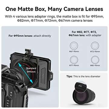 SmallRig Mini Matte Box Lite, DSLR Matte Box with Carbon Fiber Top Flag, with a 4x5.65 Filter, for 67mm/72mm/77mm/82mm/95mm Lenses, for 4x5.65 Filter/Circular Filter - 3575
