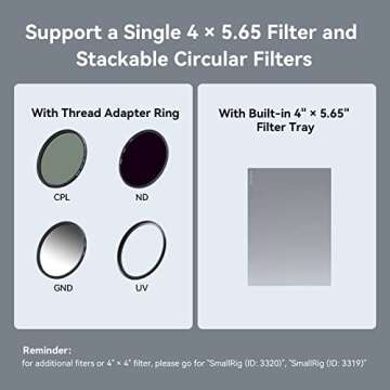 SmallRig Mini Matte Box Lite, DSLR Matte Box with Carbon Fiber Top Flag, with a 4x5.65 Filter, for 67mm/72mm/77mm/82mm/95mm Lenses, for 4x5.65 Filter/Circular Filter - 3575