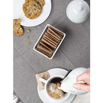 KooK Sugar and Creamer Set, 3 Piece, Pitcher, Sugar Bowl with Lid and Spoon, Sweetener Holder, White (Vintage Design)