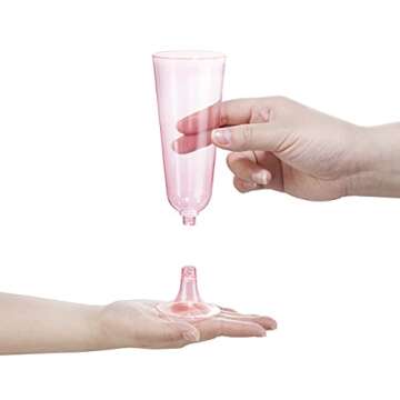 bUCLA 60 Pack Pink Plastic Champagne Flutes Disposable - 5 OZ Plastic Champagne Glasses - Fancy Plastic Champagne Cups - Ideal for Valentine's Day&Party