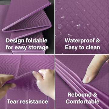 Foldable Yoga Mat-1/4 Inch Thick - Easy to Storage Travel Yoga Mat Foldable Lightweight for Fitness - Anti Slip Folding Exercise Mat for Yoga, Pilates, Home Workout & Floor Exercis