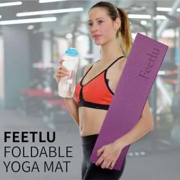 Foldable Yoga Mat-1/4 Inch Thick - Easy to Storage Travel Yoga Mat Foldable Lightweight for Fitness - Anti Slip Folding Exercise Mat for Yoga, Pilates, Home Workout & Floor Exercis