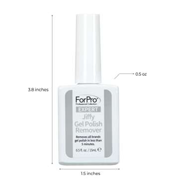 ForPro Professional Collection Expert Jiffy Gel Polish Remover, Removes All Brands Gel Polish in Less Than 5 Minutes, Quick & Easy Gel Removal, No Foil Wrapping or Soaking Needed, 0.5 Fl. Oz.
