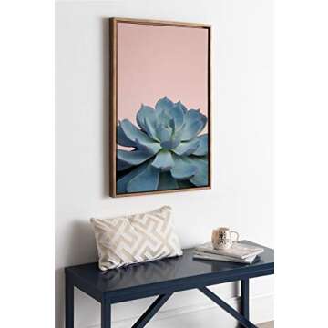 Kate and Laurel Sylvie Succulent 10 Framed Canvas Wall Art by F2 Images, 23x33 Gold, Botanical Wall Decor for Office, Living Room, Dining Room