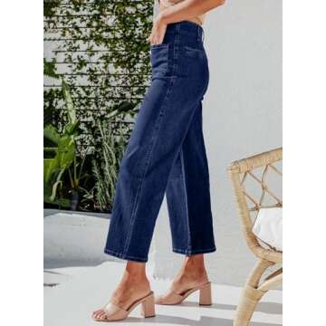 Sidefeel Women's High Waisted Wide Leg Jeans - Zimbaplatinum Comfort & Style